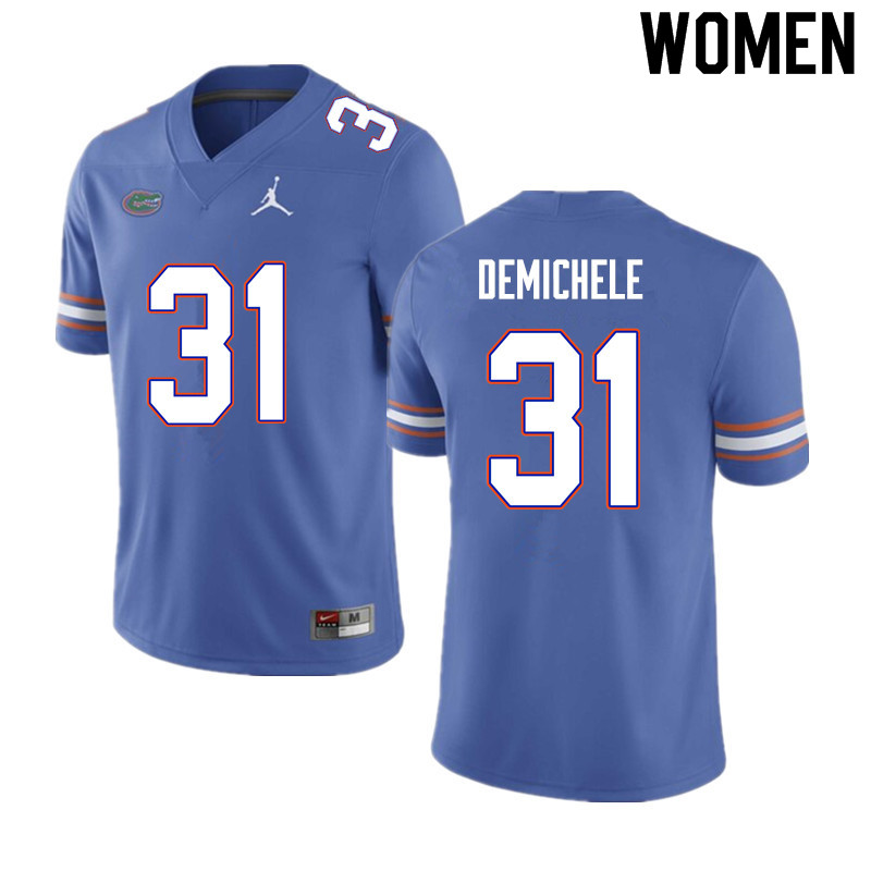 Women #31 Chase DeMichele Florida Gators College Football Jerseys Sale-Blue